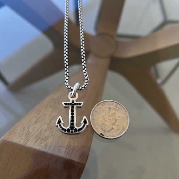 David Yurman Sterling Silver Maritime Anchor Pendant with Black Diamonds - Picture 3 of 7